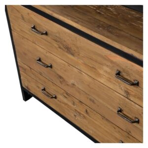 Bücherregal aus recyceltem Holz mit 3 Schubladen und 4 Regalen 120x198x40cm Holz Braun Rendez-Vous Déco Möbel Wohnzimmermöbel Bücherregale