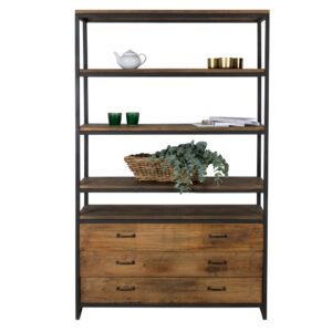 Wohnli Möbelsuche - Regal aus recyceltem Holz mit 3 Schubladen und 4 Regalen