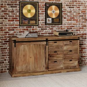wohnli-moebel-suche-M21059789-1 Buffet aus recyceltem Holz, 6 Schubladen und 1 Schiebetür 180x89x47cm Holz Braun Maison Pavane Möbel Esszimmermöbel Sideboards, Highboards & niedrige Anrichten