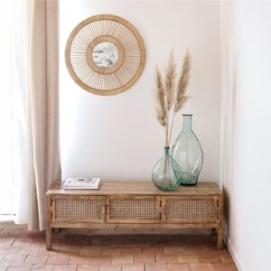 140x45x40cm Rohrgeflecht Braun Rendez-Vous Déco Möbel Wohnzimmermöbel TV-Möbel