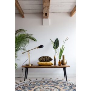 Bank aus Walnussfurnier 160 cm 160x45x40cm Holz Braun Dutchbone Möbel Esszimmermöbel Sitzbank und Holzbank