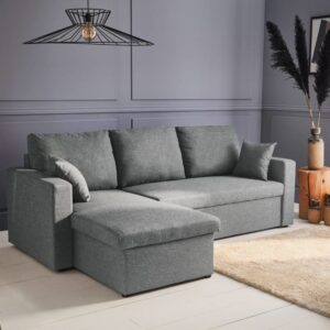 Ecksofa wendbar Stoffsofa Hellgrau Meliert 3-Sitzer 219x68x84cm Stoff Grau sweeek Sofas und Sessel Sofas Ecksofas