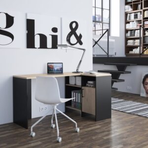 wohnli-moebel-suche-M21061960-1 Industrial Eckschreibtisch - Schwarz 136x76x88cm Spanplatte Schwarz Calicosy Möbel Büromöbel Schreibtische