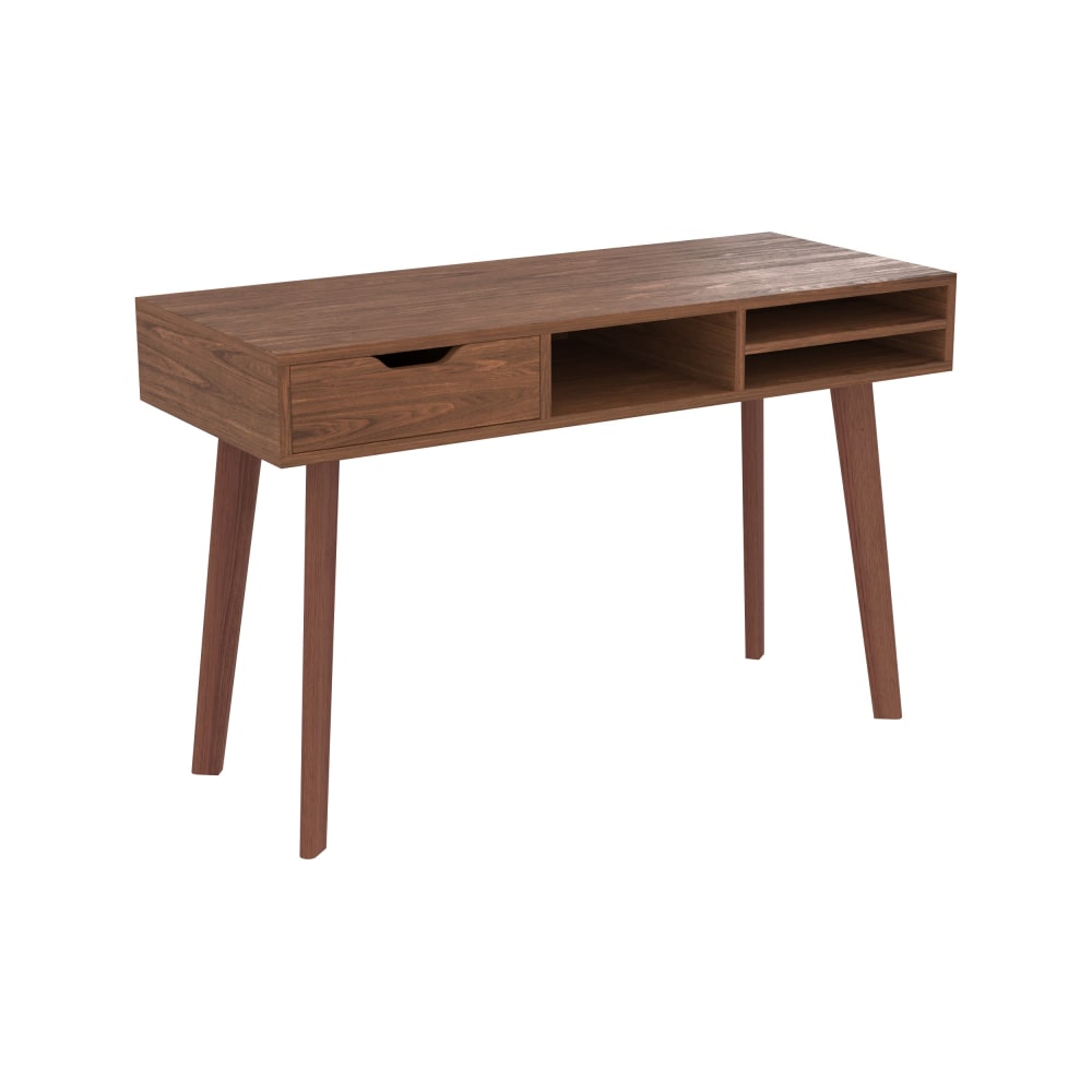 Wohnli Möbelsuche - Schreibtisch mit 1 Schublade und 3 Fächern aus dunklem Holz