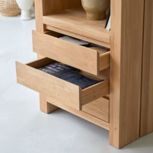 wohnli-moebel-suche-M21065534-1 Bücherregal aus massiver Eiche 75x200x40cm Holz Beige Tikamoon Möbel Wohnzimmermöbel Bücherregale