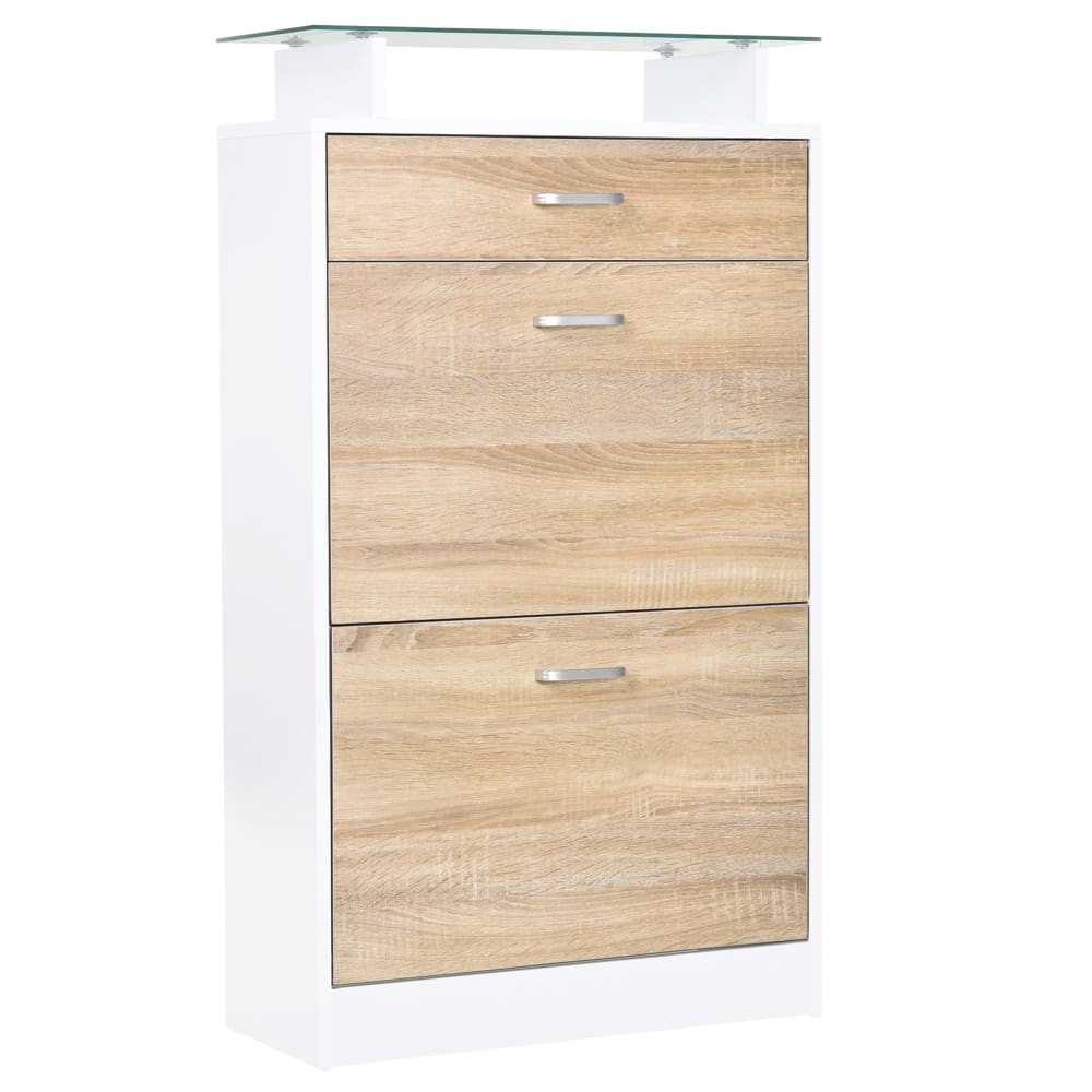 wohnli-moebel-suche-M21066675 Wohnli Möbelsuche - Armoire à chaussures 2 portes tiroir étagère verre aspect chêne blanc