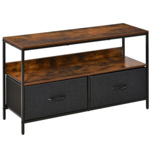Wohnli Möbelsuche - Meuble TV industriel 2 tiroirs tissu gris acier MDF noir bois vieilli