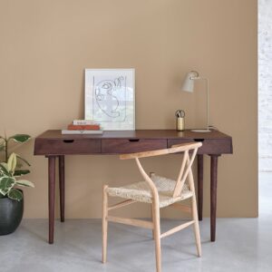 Schreibtisch mit 3 Schubladen aus Mangoholz 140x76x58cm Holz Braun BERAH GETAH Möbel Büromöbel Schreibtische