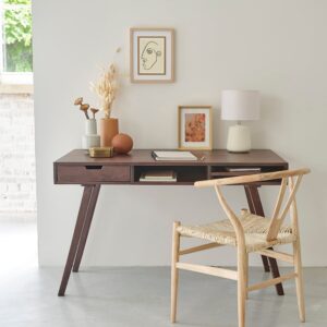 wohnli-moebel-suche-M21068095-1 Schreibtisch aus Mangoholz mit 1 Schublade und 3 Nischen 120x76x65cm Holz Braun BERAH GETAH Möbel Büromöbel Schreibtische
