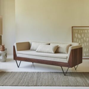 Sofa aus massives Palisanderholz 175x70x67cm Stoff Beige Tikamoon Sofas und Sessel Sofas 2-Sitzer-Sofas & 3-Sitzer-Sofas