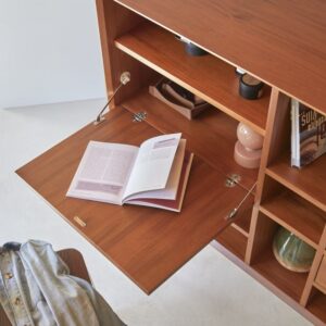 Schreibtisch aus massivem Mahagoniholz 128x134x38cm Holz Beige Tikamoon Möbel Büromöbel Schreibtische