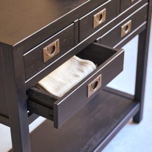 Konsole aus massivem Kiefernholz 100x90x35cm Holz Schwarz Tikamoon Möbel Wohnzimmermöbel Konsolentische