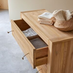 Kommode aus massivem Teakholz 110x75x45cm Holz Braun Tikamoon Möbel Schlafzimmermöbel Kommoden