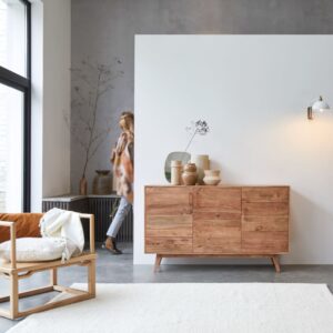 Buffet aus massivem Akazienholz 150 cm 147x88x45cm Holz Braun Tikamoon Möbel Esszimmermöbel Sideboards, Highboards & niedrige Anrichten