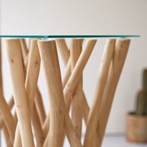 wohnli-moebel-suche-M21070960-1 Konsole aus massivem Teakholz 92x90x35cm Holz Braun Tikamoon Möbel Wohnzimmermöbel Konsolentische