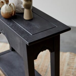 wohnli-moebel-suche-M21070967-1 Konsole aus massivem Kiefernholz 80x80x30cm Holz Schwarz Tikamoon Möbel Wohnzimmermöbel Konsolentische