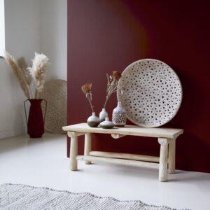 Deko-Bank aus massivem Teakholz 80x30x30cm Holz Braun Tikamoon Möbel Wohnzimmermöbel Beistelltische