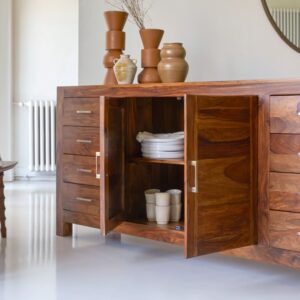 Buffet aus massivem Palisanderholz 205 cm 204x88x45cm Holz Braun Tikamoon Möbel Esszimmermöbel Sideboards, Highboards & niedrige Anrichten