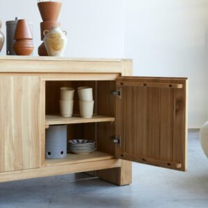 wohnli-moebel-suche-M21070992-1 Buffet aus massivem Teakholz 160 cm 160x70x50cm Holz Beige Tikamoon Möbel Esszimmermöbel Sideboards, Highboards & niedrige Anrichten