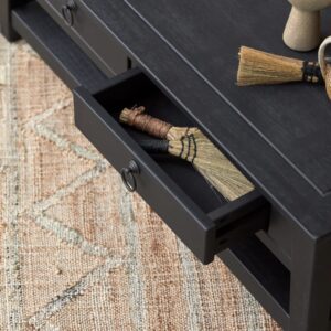wohnli-moebel-suche-M21070997-1 Couchtisch aus Kiefer massiv 100x35x60cm Holz Schwarz Tikamoon Möbel Wohnzimmermöbel Couchtische
