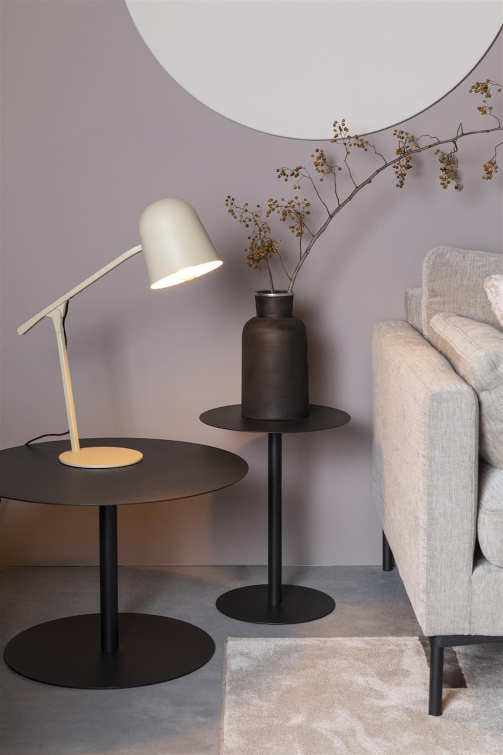 Runder Couchtisch aus gebürstetem Metall D60cm 0x40x0cm Stahl Schwarz Zuiver Möbel Wohnzimmermöbel Beistelltische