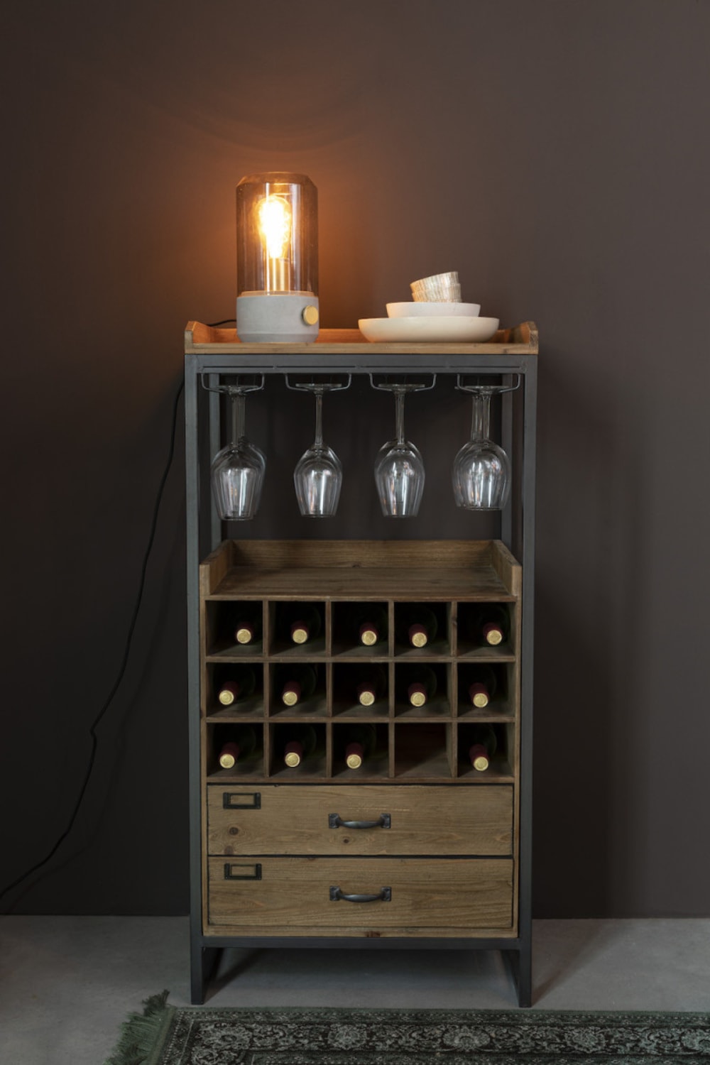 Vintage Barmöbel aus Holz und Stahl 56x113x38cm Holz Braun Mathi Design Möbel Esszimmermöbel Barmöbel