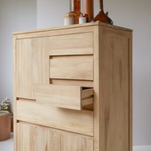 wohnli-moebel-suche-M21080095-1 Anrichte aus massivem Teakholz 80 cm 80x120x45cm Holz Beige Tikamoon Möbel Esszimmermöbel Sideboards, Highboards & niedrige Anrichten