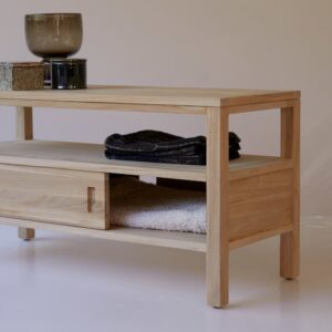 TV Schrank aus massivem Teakholz 100 cm 100x50x40cm Holz Beige Tikamoon Möbel Wohnzimmermöbel TV-Möbel