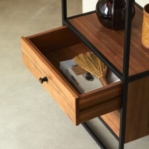 wohnli-moebel-suche-M21080168-1 Hochschrank aus massiver Akazie und Metall 50x175x35cm Holz Beige Tikamoon Möbel Wohnzimmermöbel Regale