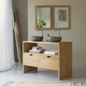 wohnli-moebel-suche-M21080196-1 Waschtischunterschrank aus massivem Teakholz 110 cm 110x78x50cm Holz Beige Tikamoon Möbel Badezimmermöbel Waschtische
