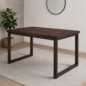 Esstisch 120 cm aus dunklem Ulmenholz und Stahl 120x75x70cm Holz Braun Mathi Design Möbel Esszimmermöbel Esstische