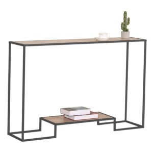 wohnli-moebel-suche-M21083754-1 Moderne Konsole mit 2 Regalebenen im Eiche Dekor L120cm 120x80x30cm Spanplatte Braun Calicosy Möbel Wohnzimmermöbel Konsolentische