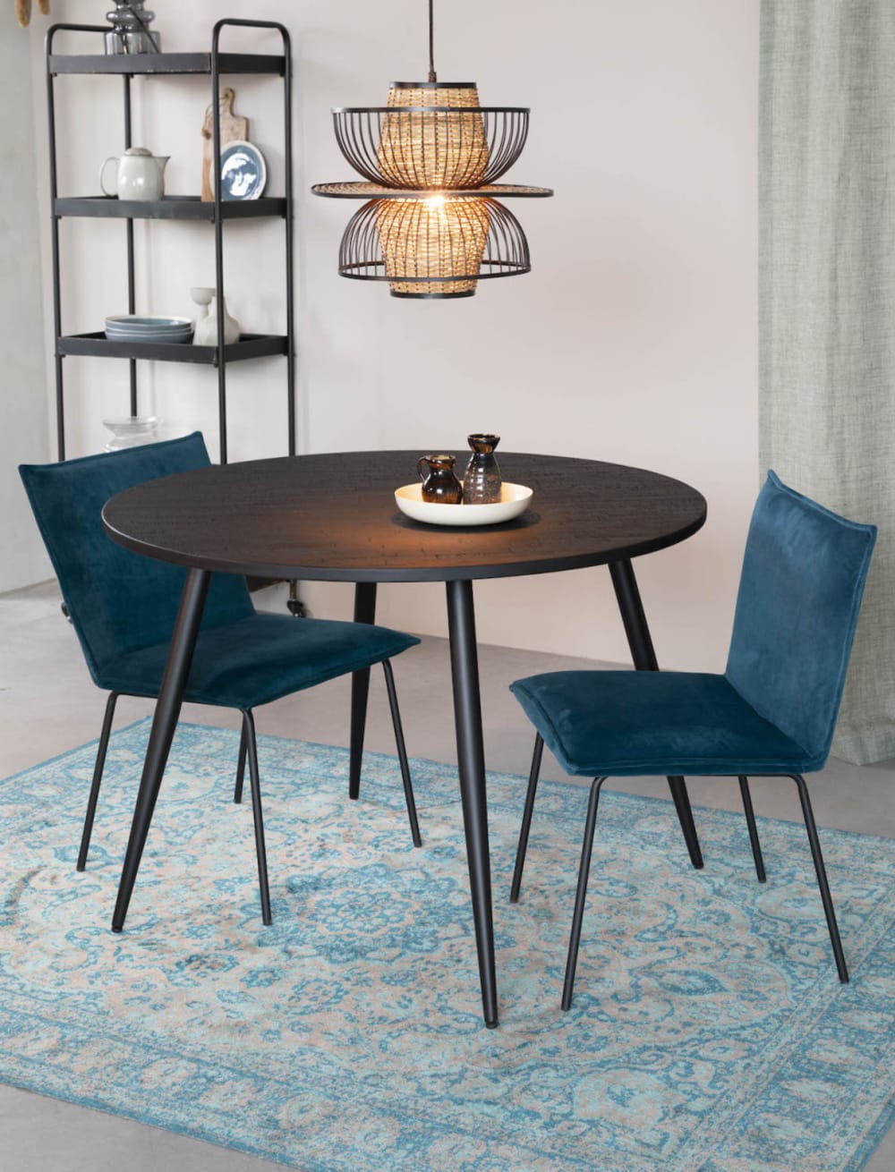 Runder Esstisch aus Holz in Schwarz 110x76x110cm Holz Schwarz Mathi Design Möbel Esszimmermöbel Esstische