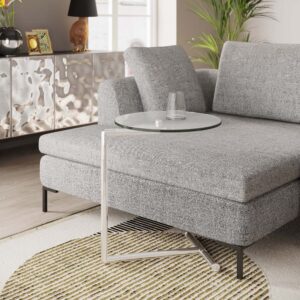 wohnli-moebel-suche-M21084911-1 Rollbarer Beistelltisch aus Glas und Stahl, silber, D46cm 51x62x46cm Stahl Silber Kare Design Möbel Wohnzimmermöbel Beistelltische