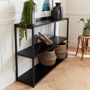 Niedriges Regal mit 3 Ebenen aus schwarzem Metall 120x80x30cm Metall Schwarz sweeek Möbel Wohnzimmermöbel Regale