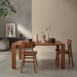 wohnli-moebel-suche-M21086560-1 Tisch aus massivem Mindi in Walnuss-Finish 6 Pers. 160x75x160cm Holz Braun BERAH GETAH Möbel Esszimmermöbel Esstische