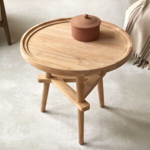 wohnli-moebel-suche-M21087428-1 Beistelltisch aus massivem Teakholz 60x52x60cm Holz Beige Tikamoon Möbel Wohnzimmermöbel Beistelltische