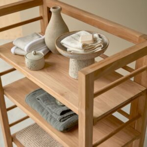 Niedriges Regal aus massivem Teakholz 80x115x40cm Holz Beige Tikamoon Möbel Badezimmermöbel Bad-Hochschränke