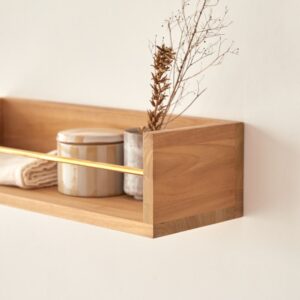 Wandregal für das Bad aus massivem Teakholz 60 cm 60x15x20cm Holz Braun Tikamoon Möbel Badezimmermöbel Badezimmerregale