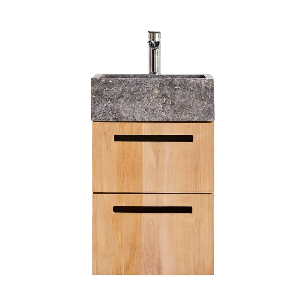 Wohnli Möbelsuche - Badezimmermöbel aus massivem Teakholz und Marmor 40 cm