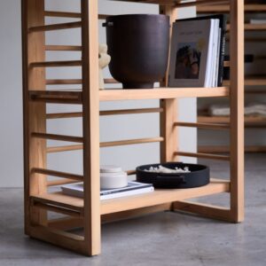 wohnli-moebel-suche-M21087536-1 Hohes Bücherregal aus massivem Teak 80x180x40cm Holz Beige Tikamoon Möbel Wohnzimmermöbel Bücherregale
