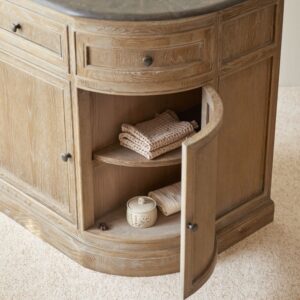 Badmöbel aus Eiche und Stein 110 cm 110x85x64cm Holz Beige Tikamoon Möbel Badezimmermöbel Badezimmerschränke