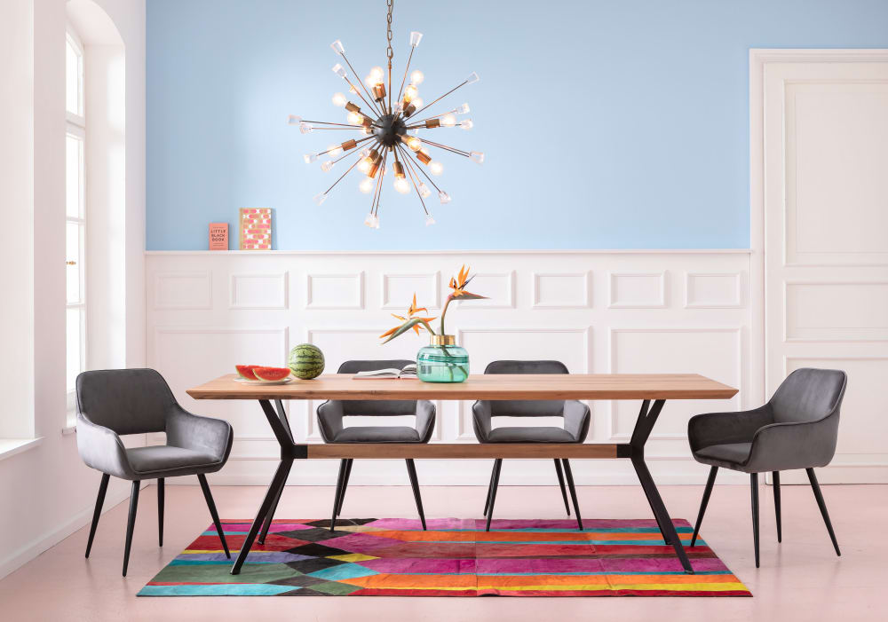 wohnli-moebel-suche-M21092148-1 Esstisch für 6 Personen aus Massivholz und Stahl, braun, L180 90x77x180cm Holz Braun Kare Design Möbel Esszimmermöbel Esstische