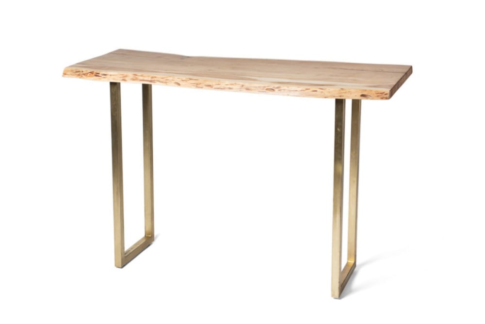 Stehtisch aus Akazienholz mit Messingbeinen L160 160x105x65cm Holz Beige Mathi Design Möbel Esszimmermöbel Esstische