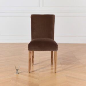 Satz von 2 Stühlen aus Akazienholz und Samt Taupe 48x96x62cm Holz Braun Robin des Bois Möbel Esszimmermöbel Stühle
