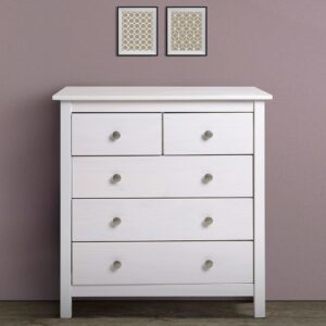 wohnli-moebel-suche-M21097201-1 Kommode mit 5 Schubladen Weiß 79x80x40cm Holz Weiß HOMN Möbel Schlafzimmermöbel Kommoden