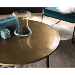 Runder Couchtisch aus goldfarbenem Aluminium D80 80x45x80cm Aluminium Gold MACABANE Möbel Wohnzimmermöbel Couchtische