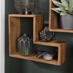 wohnli-moebel-suche-M21102164-1 Wandregal Form „L“ 1 Fach aus recyceltem Teakholz 45x35x15cm Holz Braun MACABANE Möbel Wohnzimmermöbel Regale