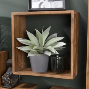 Quadratisches Wandregal mit 1 Fach aus recyceltem Teakholz 35x35x15cm Holz Braun MACABANE Möbel Wohnzimmermöbel Bücherregale