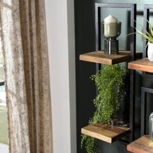 2 Etagen aus recyceltem schwarzem Teakholz